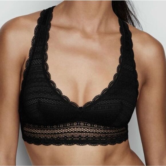 Victorias Secret Unlined Halter Wireless Lace Bralette Bra Small. NWT - Picture 1 of 7